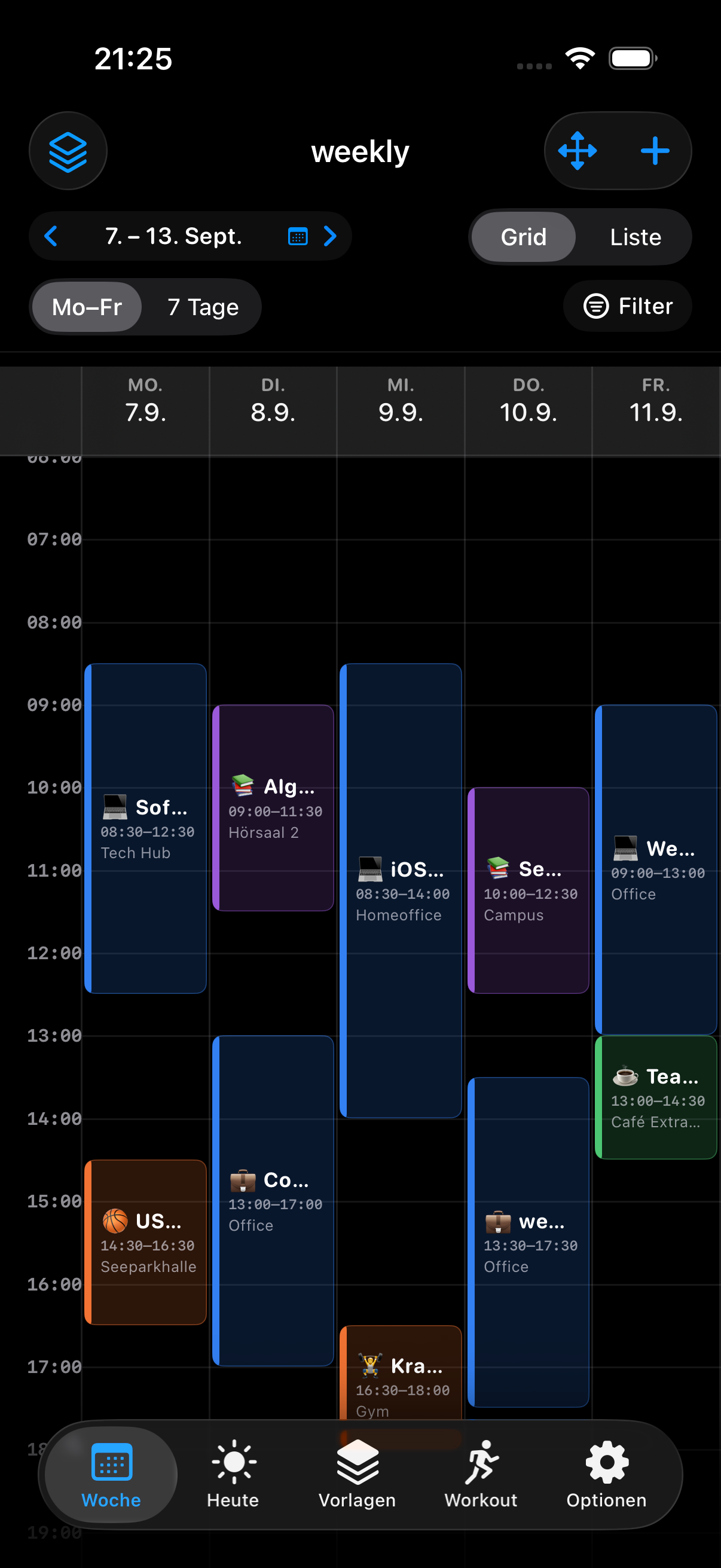 weekly iOS App Wochenplaner Screenshot